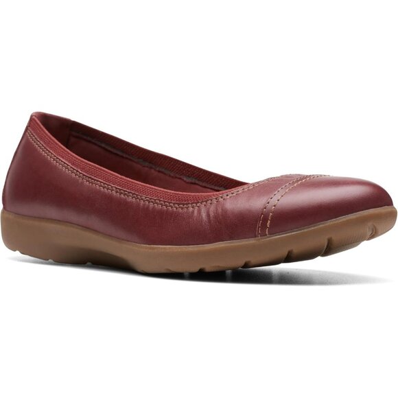 Clarks Womens Chestnut Leather Closed Pointed Toe Meadow Opal Ballet Flat Shoes - Picture 3 of 9